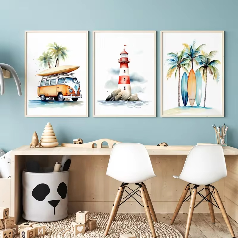 Baby Nursery Mirror - Sörf okyanus temalı kreş plaj deniz