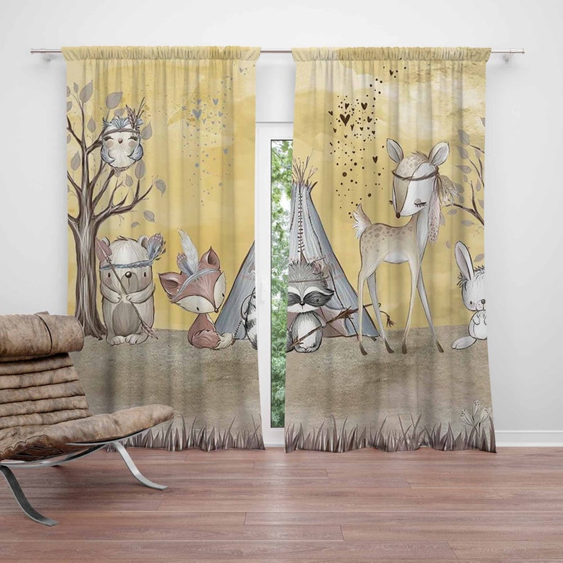 Baby Nursery Youtube - Boho Hayvanlar Kreş Perdesi Ormanlık Çocuk