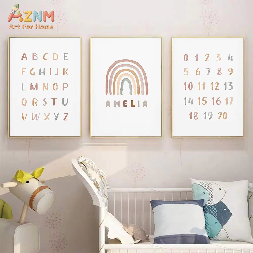 Baby Nursery Mirror - Poster Özel ABC 123 Gökkuşağı Bebek