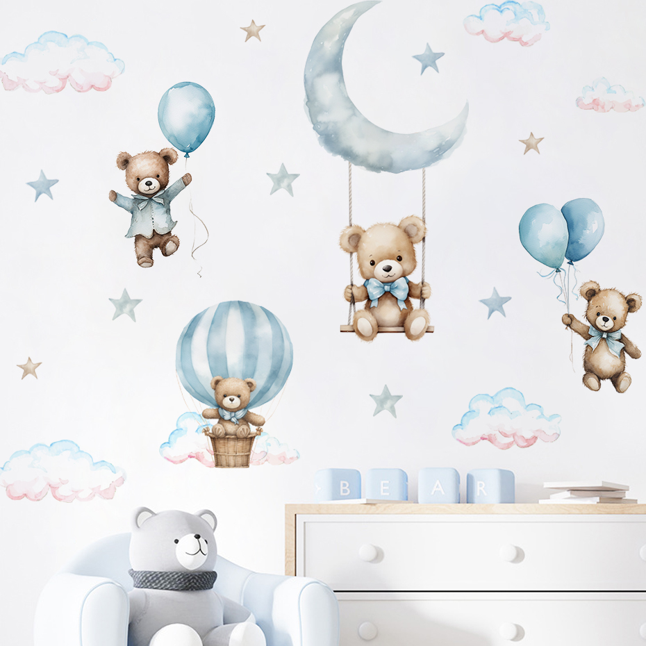 Baby Nursery Furniture - Suluboya Ayı Sıcak Hava Balonu Bulut