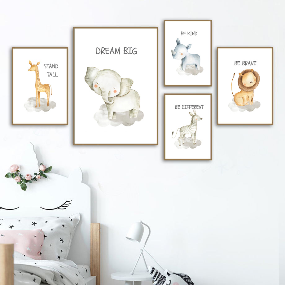 Baby Nursery Mirror - Kreş duvar sanatı tuval yağlıboya Aslan