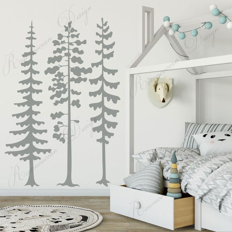 Baby Nursery Tree - Minimalist Orman Çam Ağacı Duvar Çıkartması