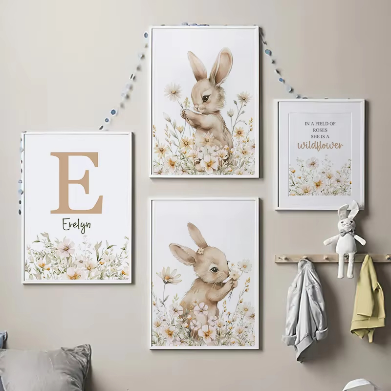 Baby Nursery Mirror - Sonbahar Tavşan Kır Çiçek Papatya Kreş