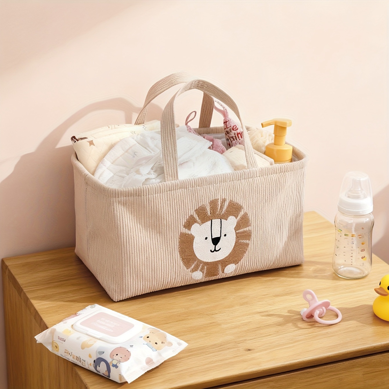 Baby Nursery Handles - Sevimli Aslan Bebek Bezi Çantası Katlanabilir