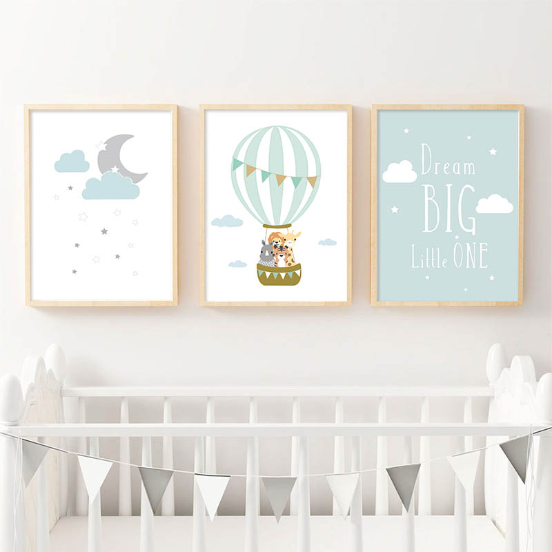 Baby Nursery Mirror - Balon Ay Kreş Posteri Duvar Sanatı