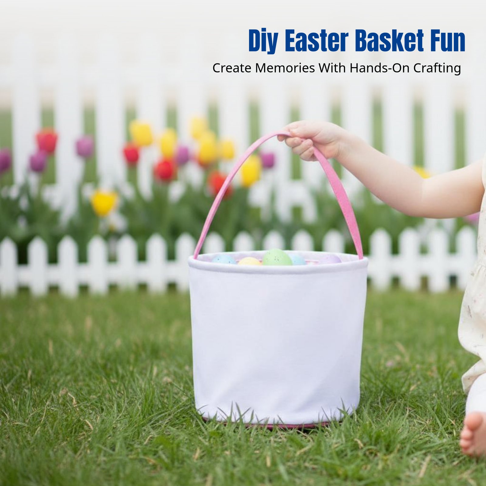 Storage Basket Fabric - Tavşan Kulaklı Süblimasyon Kanvas Paskalya Sepeti,