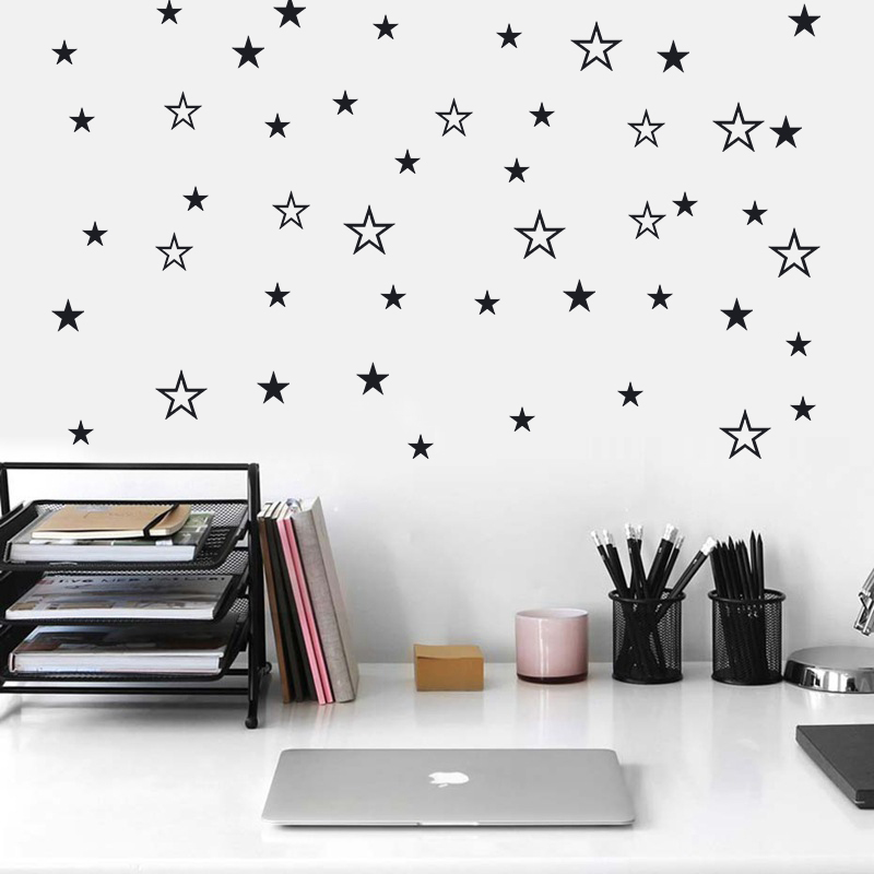 Baby Nursery Wall Stickers - Karışık boyut içi boş katı yıldız