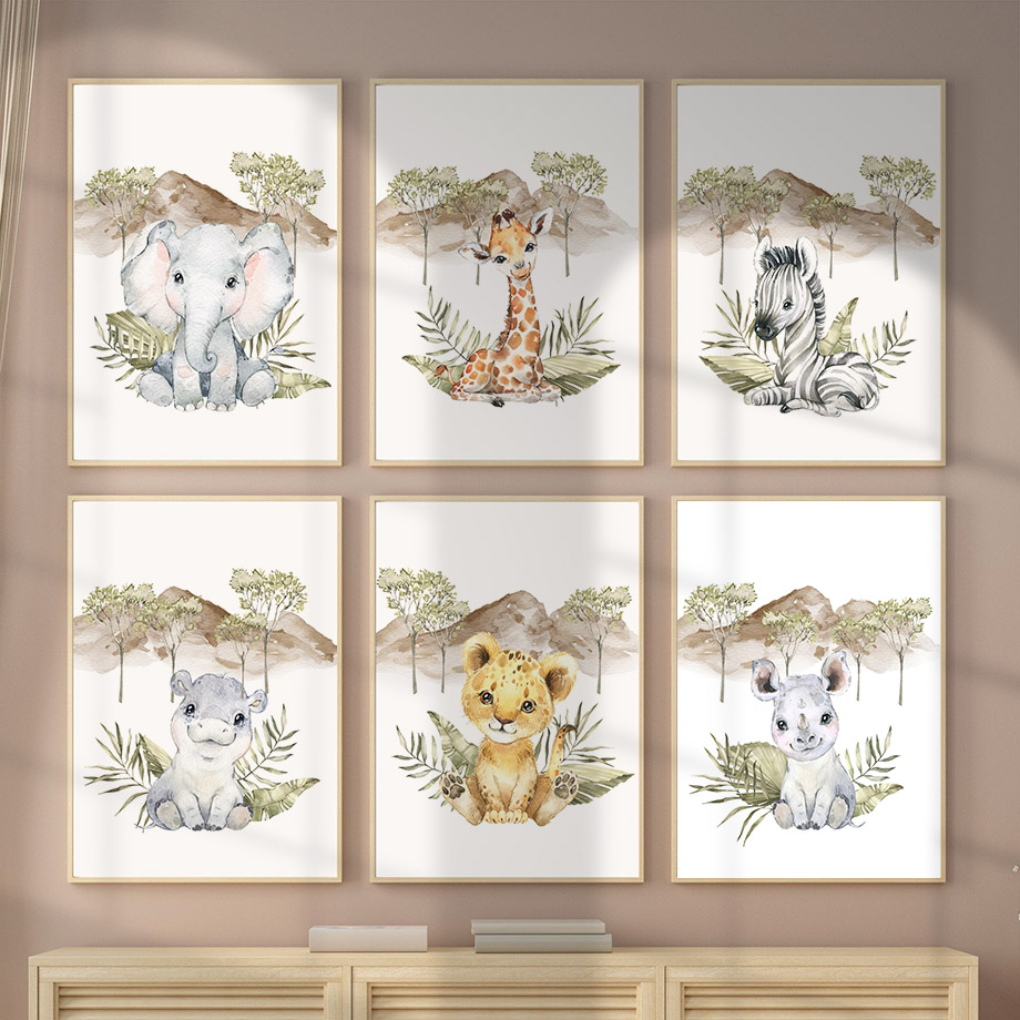 Baby Nursery Tree - Zürafa Zebra Fil Aslan Suaygırı Ağaç