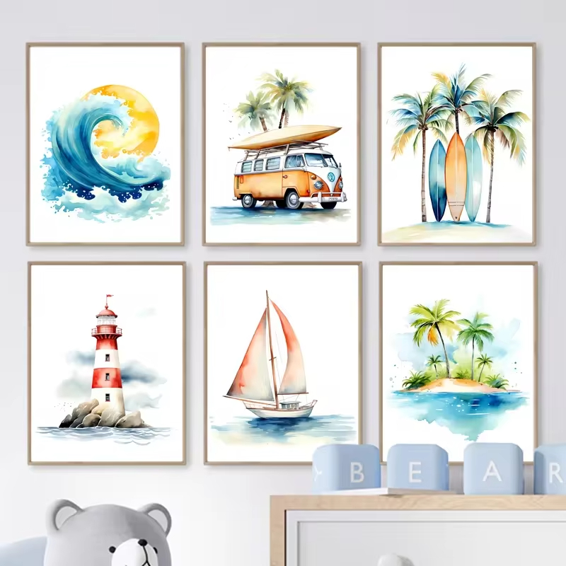 Sörf okyanus temalı kreş plaj  - Baby Nursery Mirror incelemesi ve fiyatı
