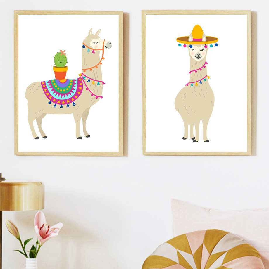 Karikatür Llama Kaktüs Kreş du - Baby Nursery Mirror incelemesi ve fiyatı