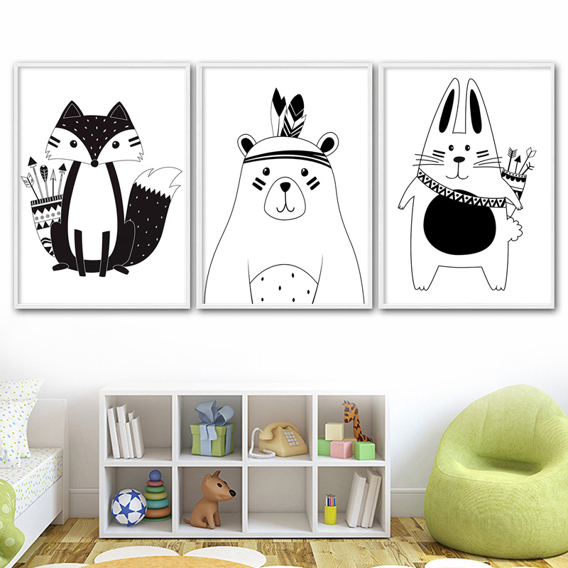 Siyah Beyaz Karikatür Ayı Tavş - Baby Nursery Mirror incelemesi ve fiyatı
