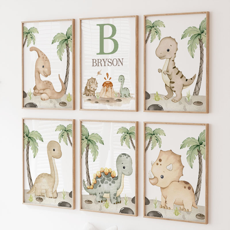 6 Çeşit Nötr Dinozor Kanvas Ta - Baby Nursery Tree incelemesi ve fiyatı