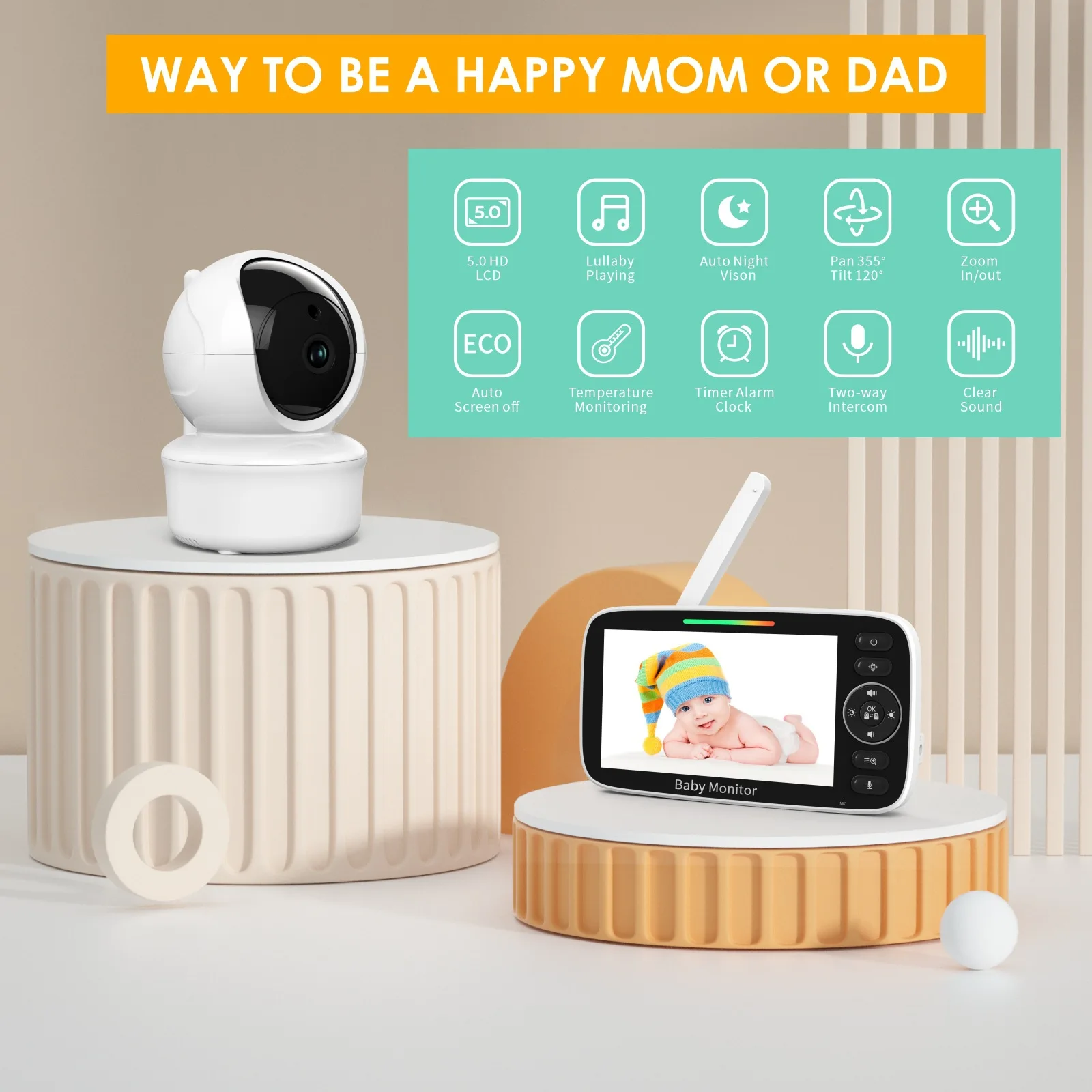 5 inç LCD Ekranlı Bebek Monitö - Baby Nursery Temperature incelemesi ve fiyatı