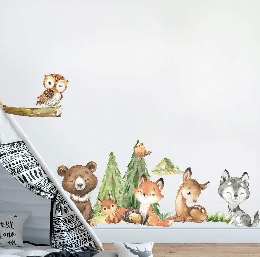 Karikatür Suluboya Orman Hayva - Baby Nursery Tree incelemesi ve fiyatı
