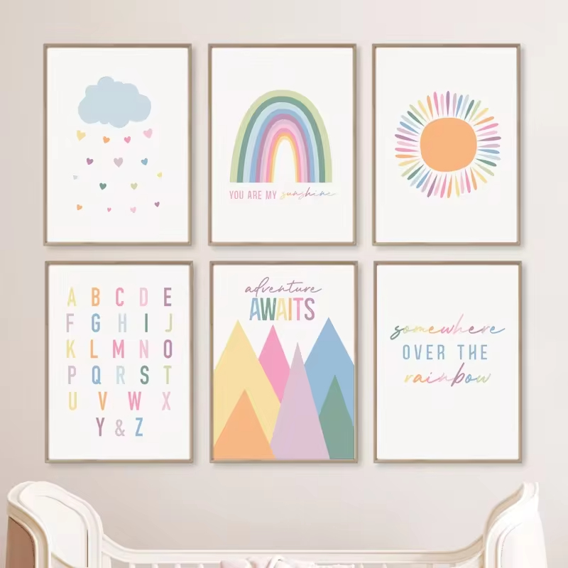 Boho ABC gökkuşağı güneş bulut - Baby Nursery Mirror incelemesi ve fiyatı