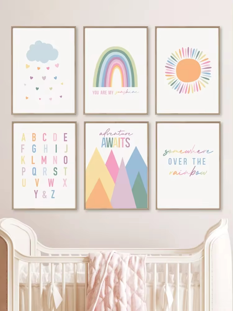 Boho ABC gökkuşağı güneş bulut - Baby Nursery Mirror incelemesi ve fiyatı