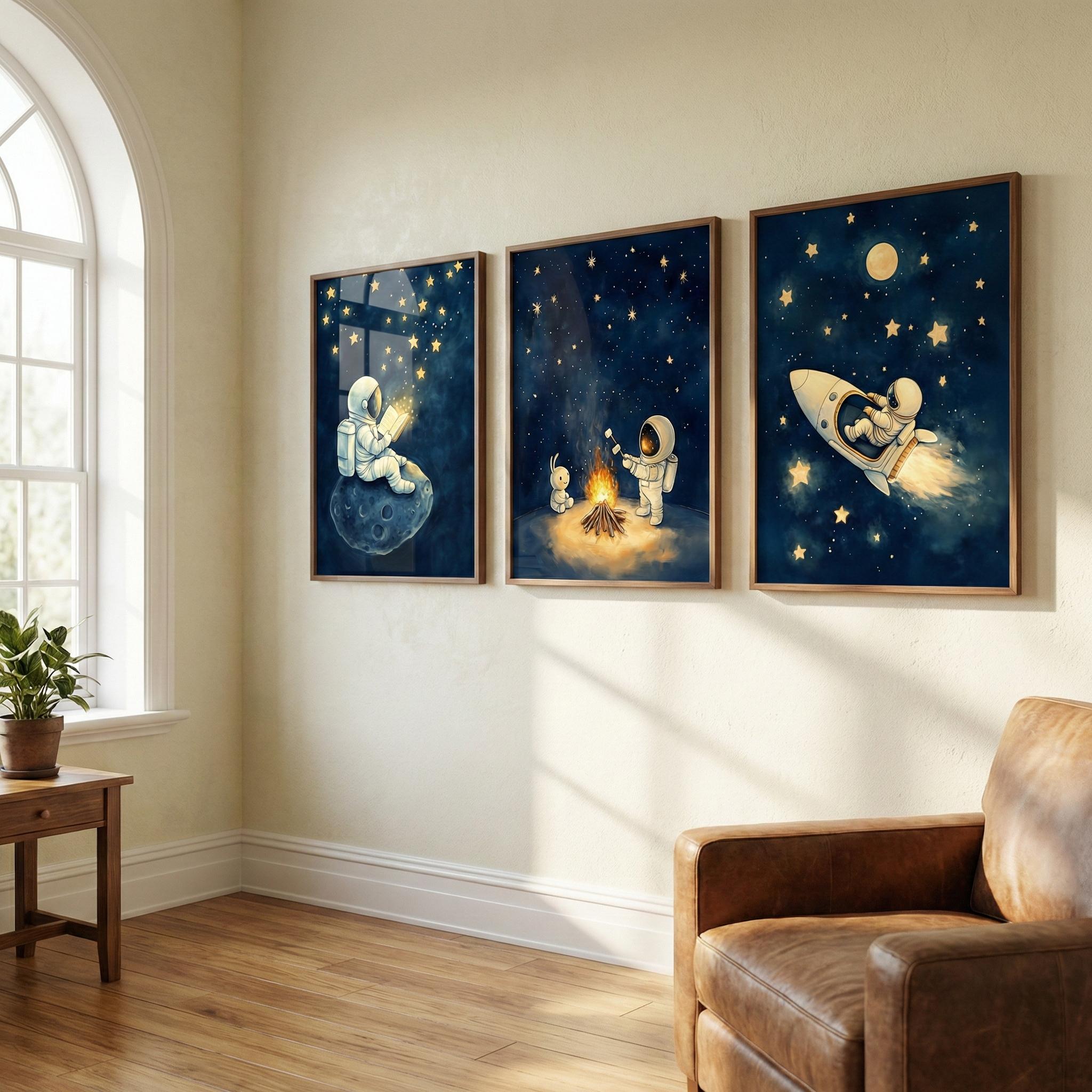 3'lü Astronot Uzay Duvar Sanat - Baby Nursery Frames incelemesi ve fiyatı