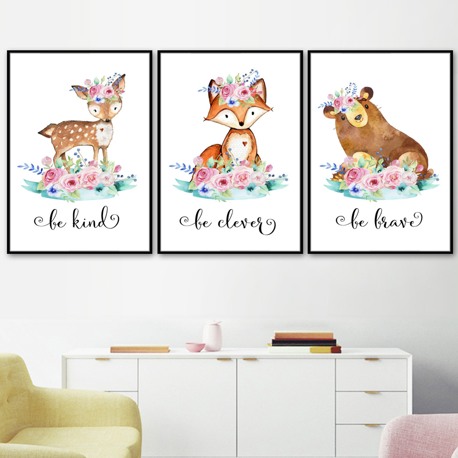 Karikatür tilki geyik tavşan b - Baby Nursery Mirror incelemesi ve fiyatı