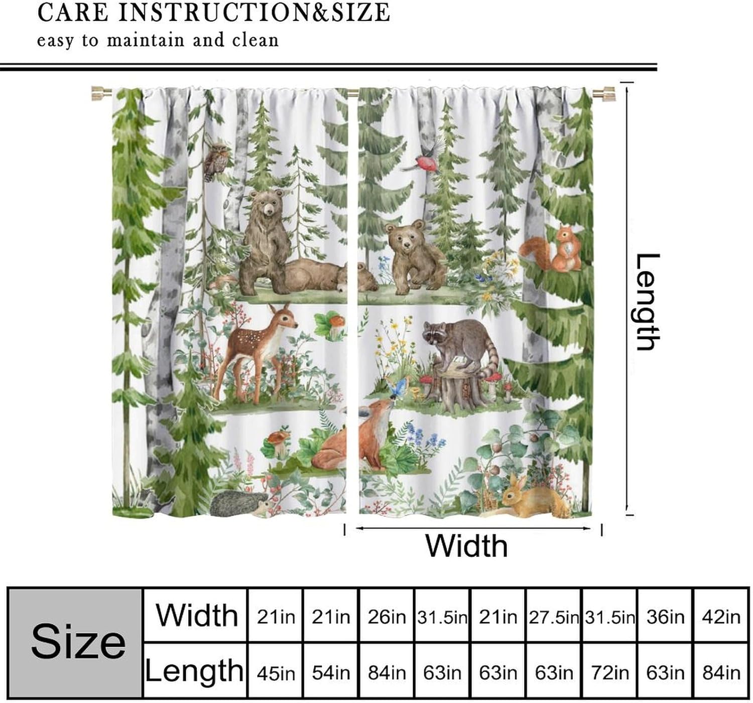Forest Animal Curtains for Kid - Baby Nursery Tree incelemesi ve fiyatı
