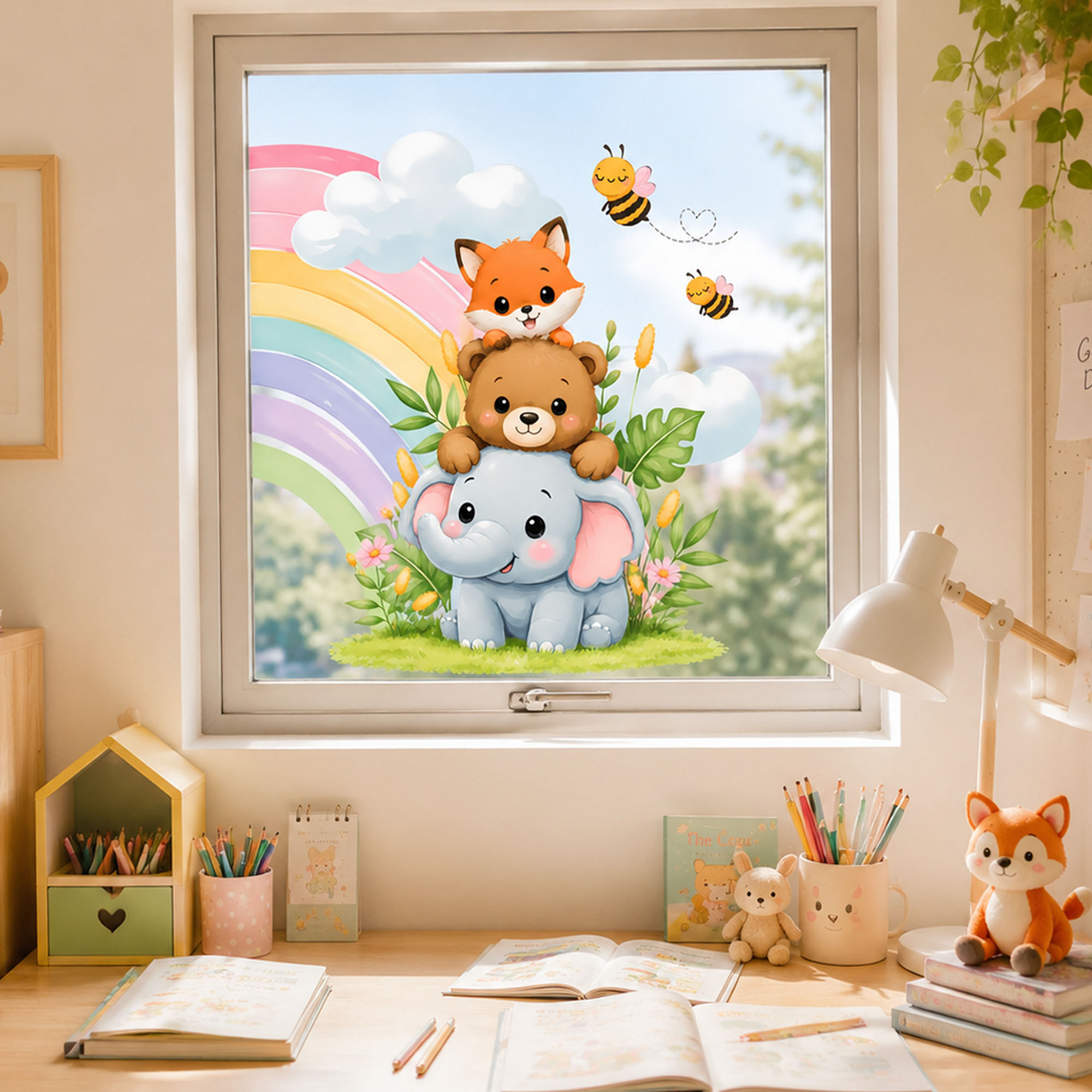 Sevimli Fil Ayı Tilki pencere  - Baby Nursery Wall Stickers incelemesi ve fiyatı