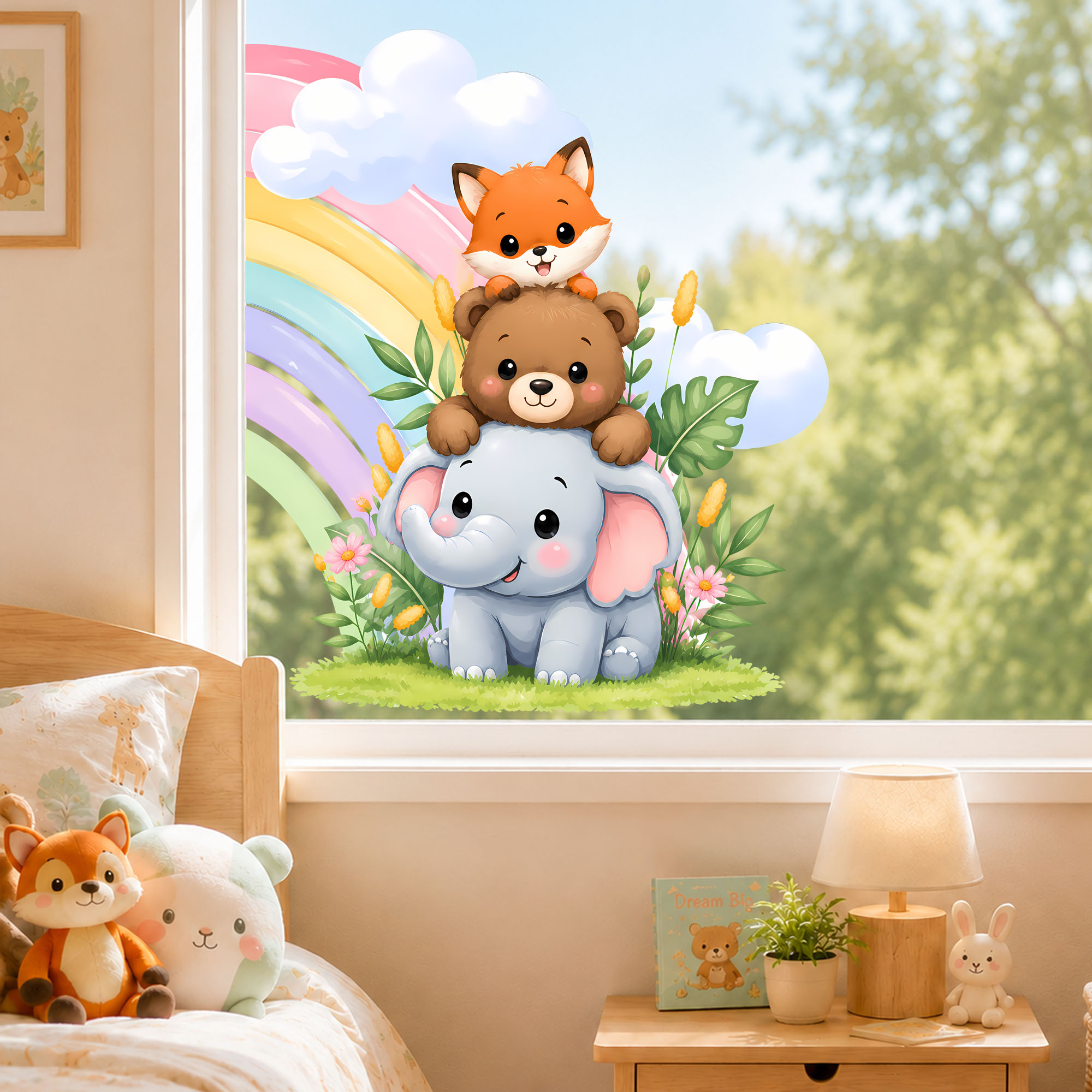 Sevimli Fil Ayı Tilki pencere  - Baby Nursery Wall Stickers incelemesi ve fiyatı
