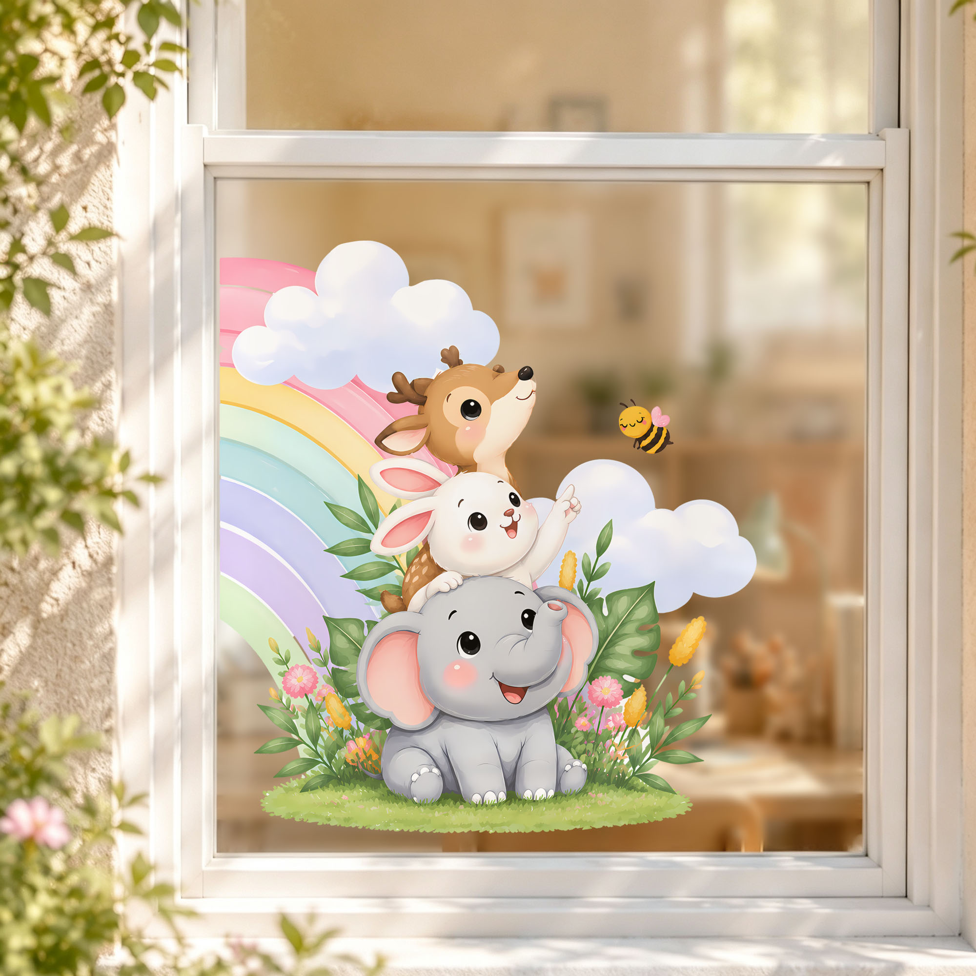 Sevimli Fil Ayı Tilki pencere  - Baby Nursery Wall Stickers incelemesi ve fiyatı