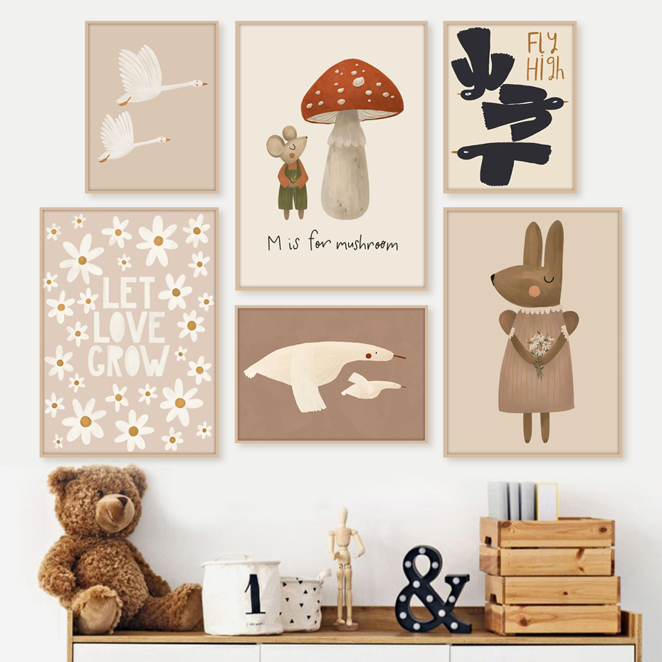 Boho karikatür tavşan fare kaz - Baby Nursery Frames incelemesi ve fiyatı