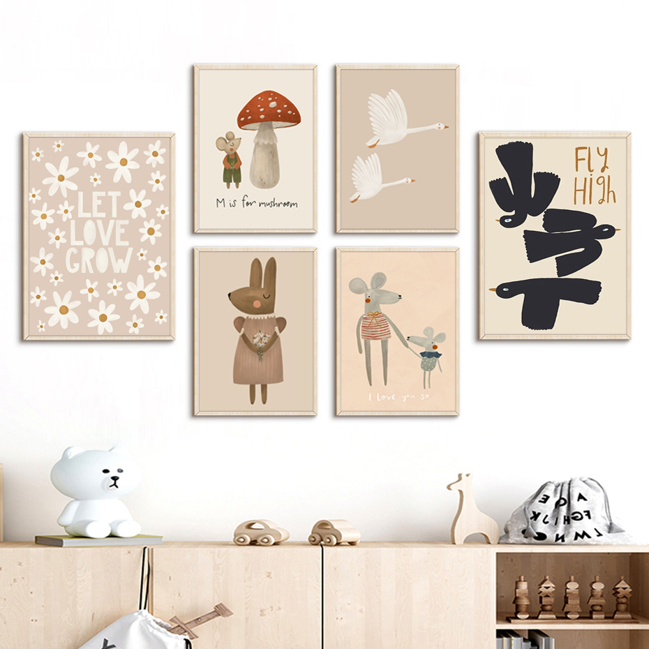 Boho karikatür tavşan fare kaz - Baby Nursery Frames incelemesi ve fiyatı