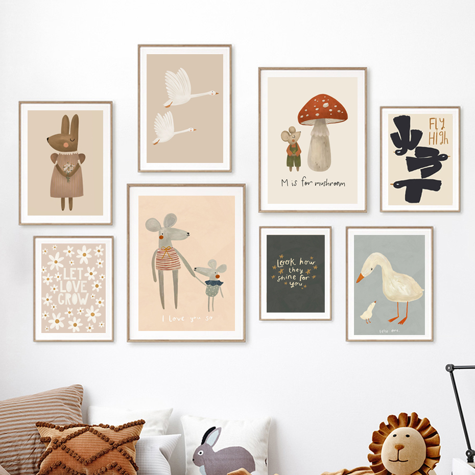 Boho karikatür tavşan fare kaz - Baby Nursery Frames incelemesi ve fiyatı