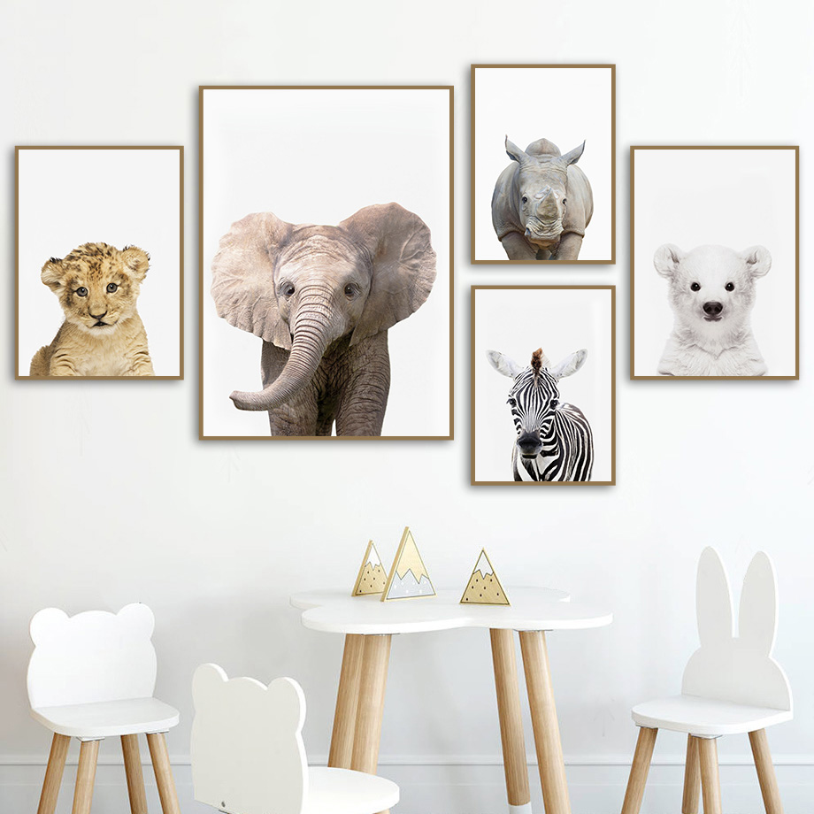1 adet çerçevesiz kanvas tablo - Baby Nursery Zoo Animals incelemesi ve fiyatı