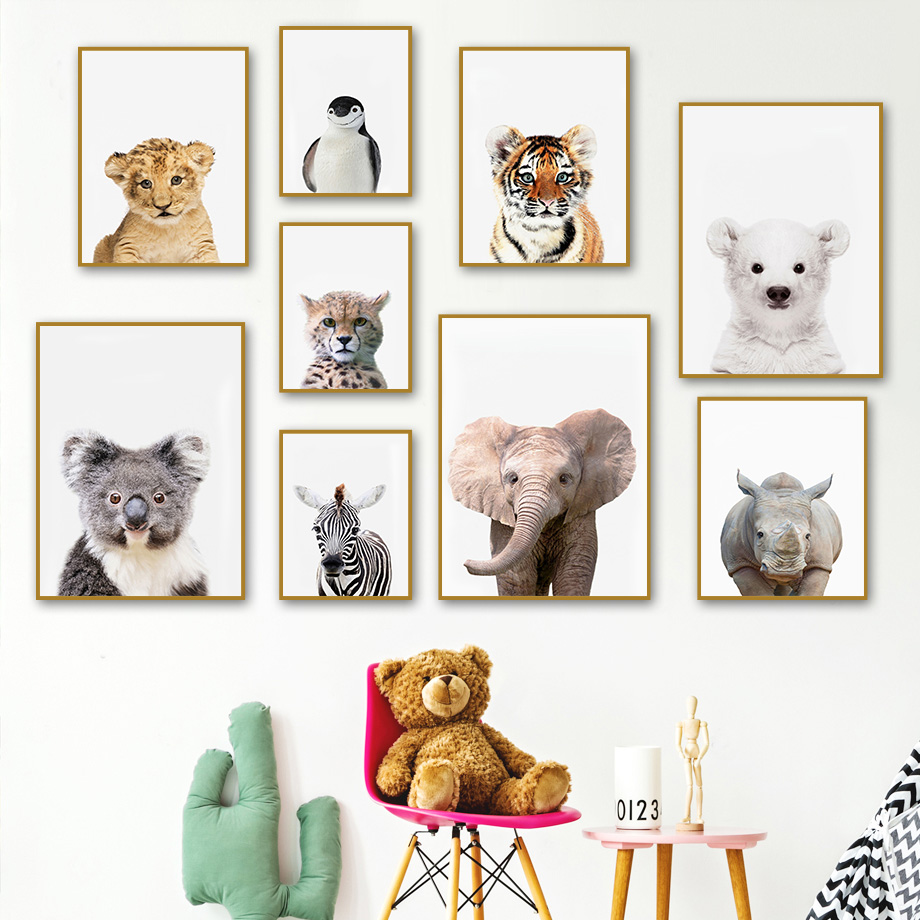 1 adet çerçevesiz kanvas tablo - Baby Nursery Zoo Animals incelemesi ve fiyatı